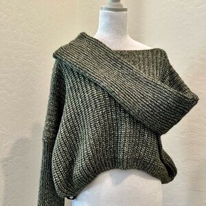 Ionna Kourbela Cropped Knit Sweater |Anthracite Green Shimmer | ONE SIZE